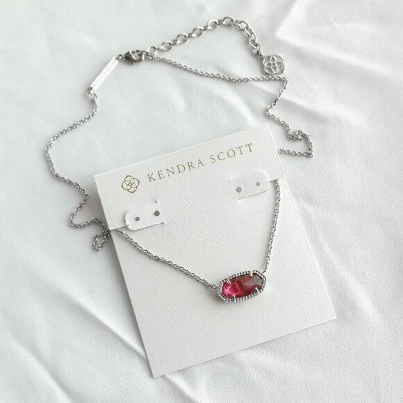 Kendra Scott Elisa Berry red glass Silver Necklace - Picture 2 of 3